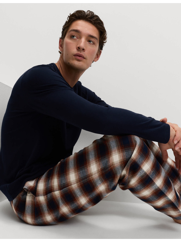 Marks & Spencer Pyžamová súprava s kartáčovaným vzorom a sezónnym vzorom Marks & Spencer námorná modrá