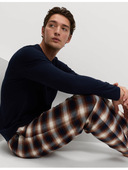 Marks & Spencer Pyžamová súprava s kartáčovaným vzorom a sezónnym vzorom Marks & Spencer námorná modrá