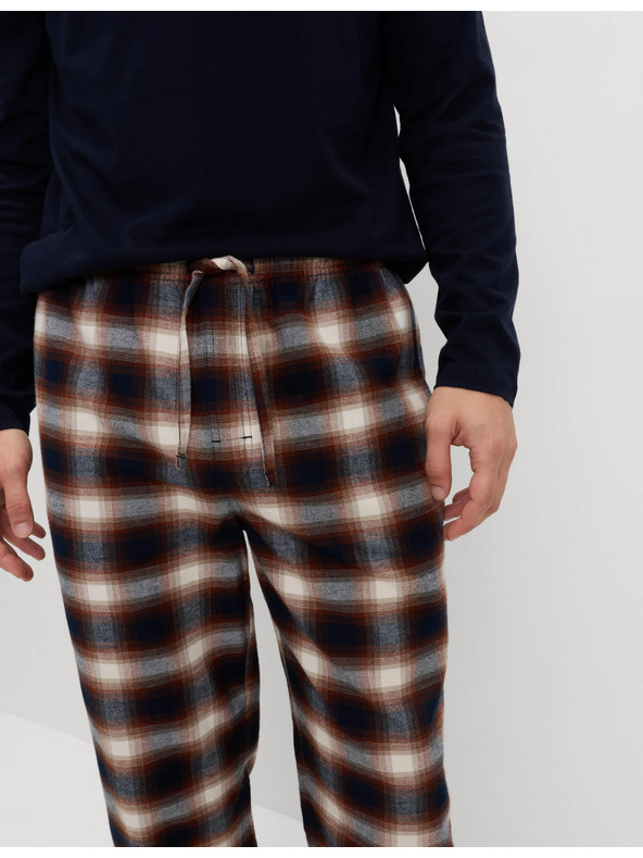 Marks & Spencer Pyžamová súprava s kartáčovaným vzorom a sezónnym vzorom Marks & Spencer námorná modrá