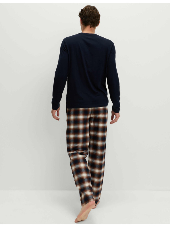 Marks & Spencer Pyžamová súprava s kartáčovaným vzorom a sezónnym vzorom Marks & Spencer námorná modrá