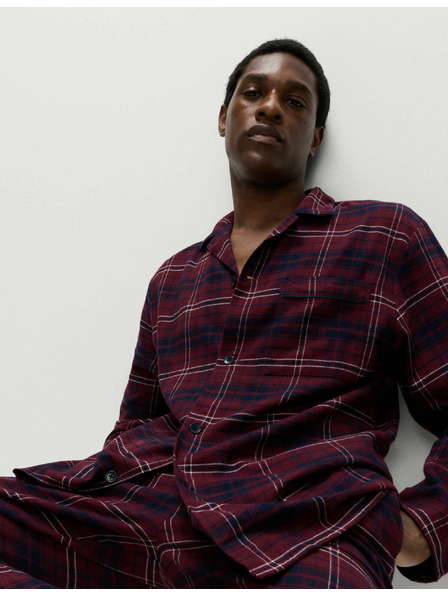 Marks & Spencer Károvaná pyžamová súprava z česanej bavlny Marks & Spencer červená