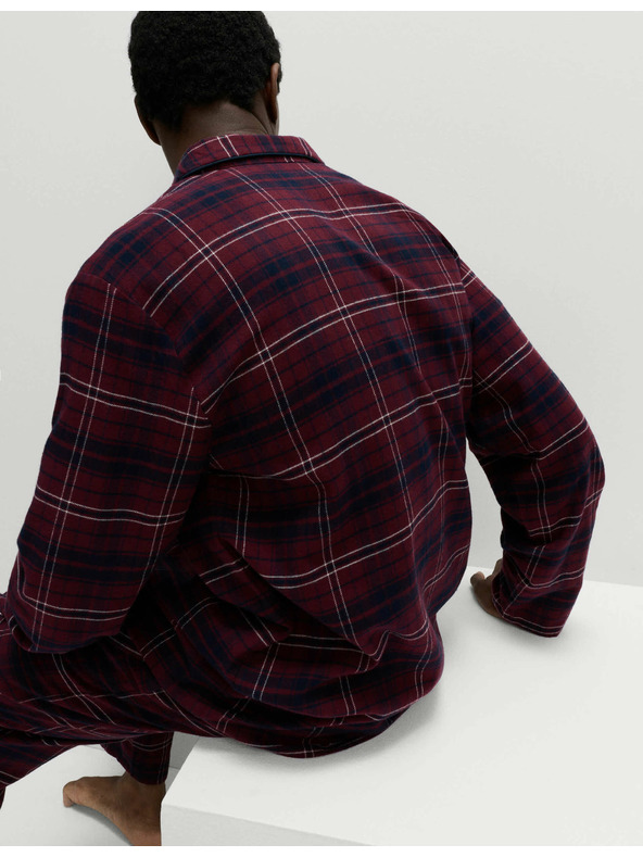 Marks & Spencer Károvaná pyžamová súprava z česanej bavlny Marks & Spencer červená