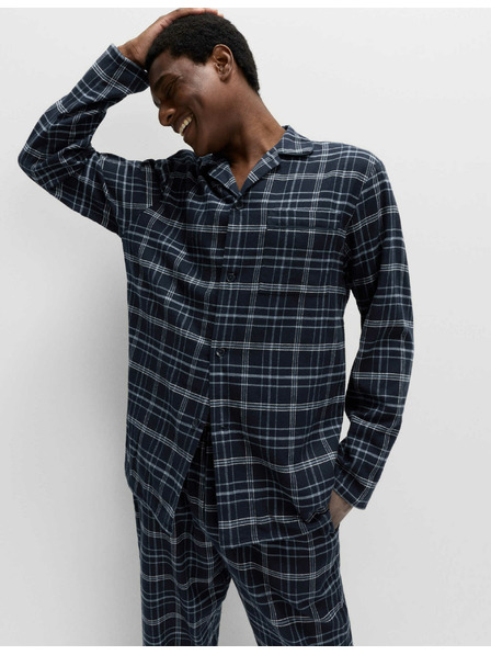 Marks & Spencer Károvaná pyžamová súprava z česanej bavlny Marks & Spencer námorná modrá