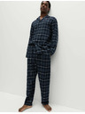 Marks & Spencer Károvaná pyžamová súprava z česanej bavlny Marks & Spencer námorná modrá