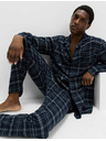 Marks & Spencer Károvaná pyžamová súprava z česanej bavlny Marks & Spencer námorná modrá