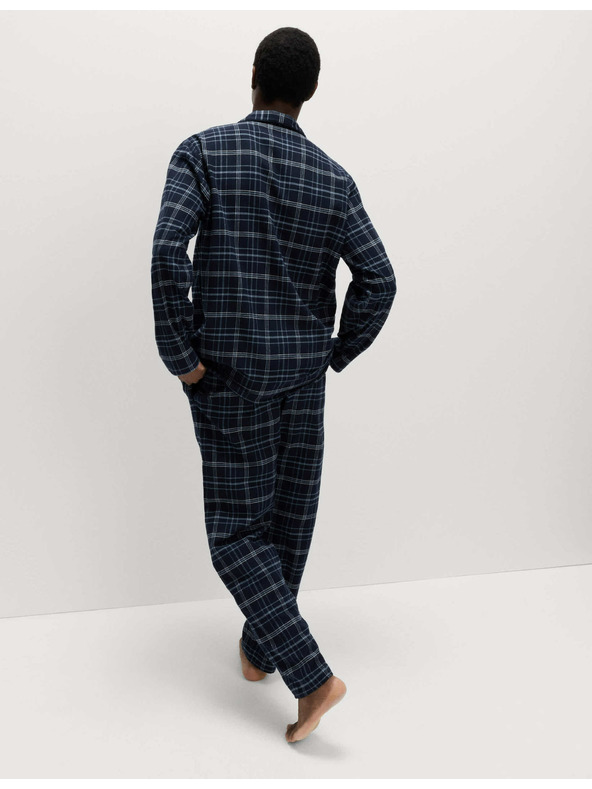 Marks & Spencer Károvaná pyžamová súprava z česanej bavlny Marks & Spencer námorná modrá