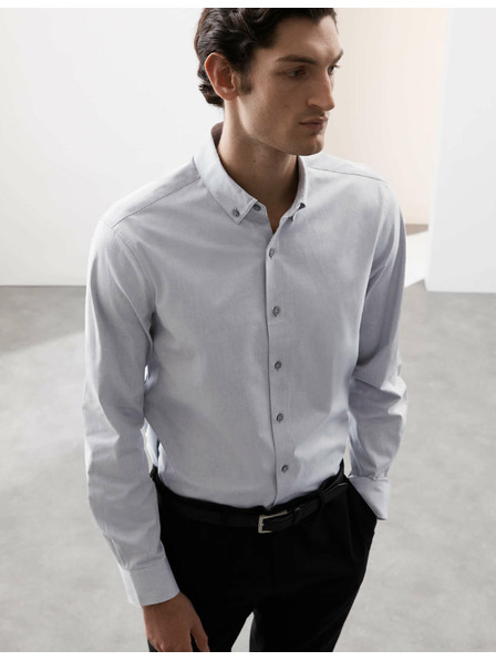 Marks & Spencer Strečová bavlnená košeľa klasického strihu s technológiou 360 Flex™ Marks & Spencer sivá