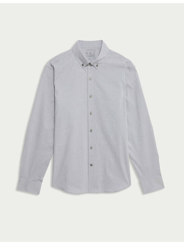 Marks & Spencer Strečová bavlnená košeľa klasického strihu s technológiou 360 Flex™ Marks & Spencer sivá