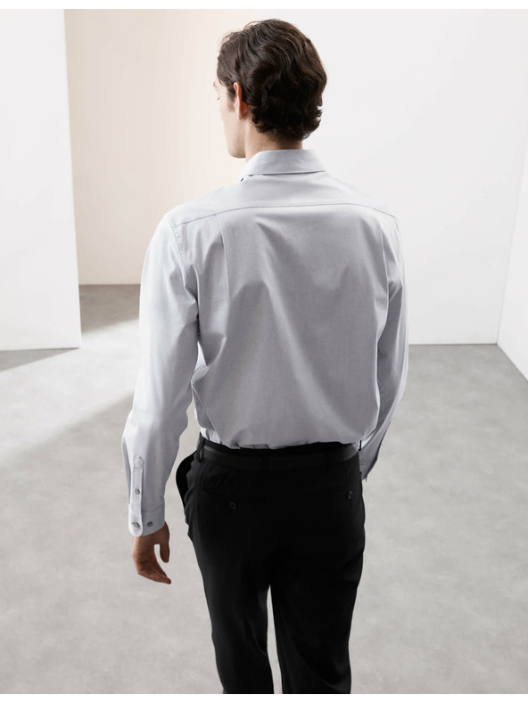 Marks & Spencer Strečová bavlnená košeľa klasického strihu s technológiou 360 Flex™ Marks & Spencer sivá