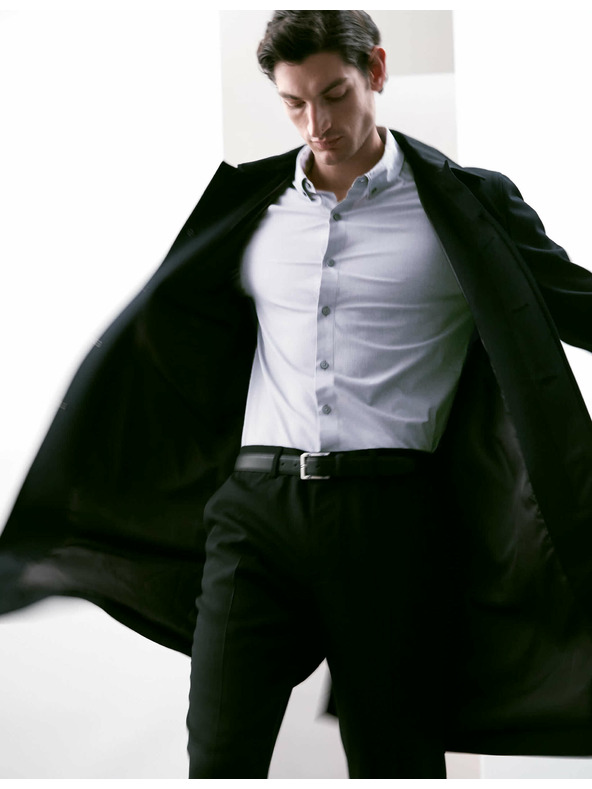 Marks & Spencer Strečová bavlnená košeľa klasického strihu s technológiou 360 Flex™ Marks & Spencer sivá