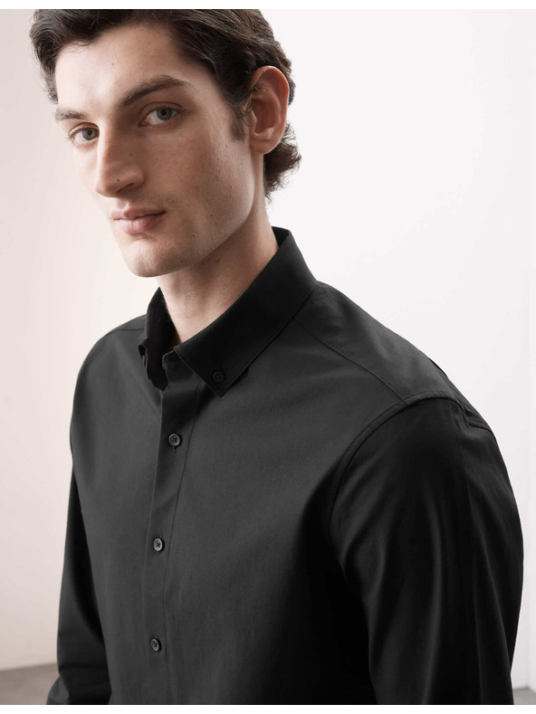 Marks & Spencer Strečová bavlnená košeľa klasického strihu s technológiou 360 Flex™ Marks & Spencer čierna