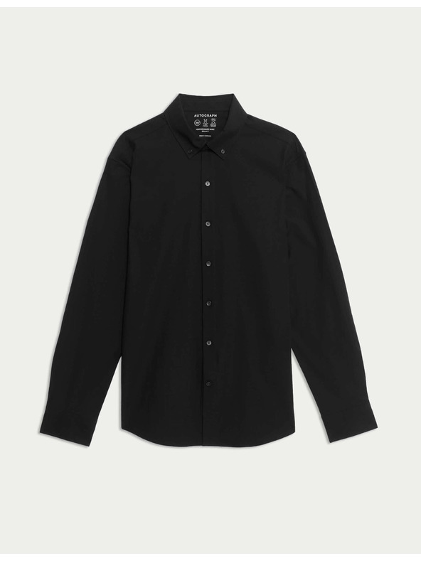 Marks & Spencer Strečová bavlnená košeľa klasického strihu s technológiou 360 Flex™ Marks & Spencer čierna