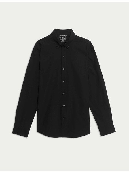 Marks & Spencer Strečová bavlnená košeľa klasického strihu s technológiou 360 Flex™ Marks & Spencer čierna