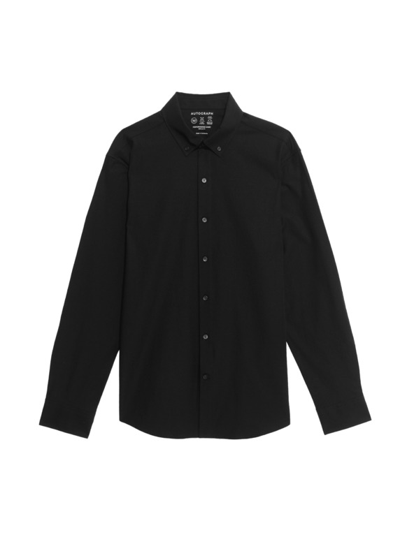 Marks & Spencer Strečová bavlnená košeľa klasického strihu s technológiou 360 Flex™ Marks & Spencer čierna