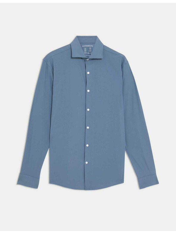 Marks & Spencer Strečová funkčná košeľa priliehavá Marks & Spencer modrá