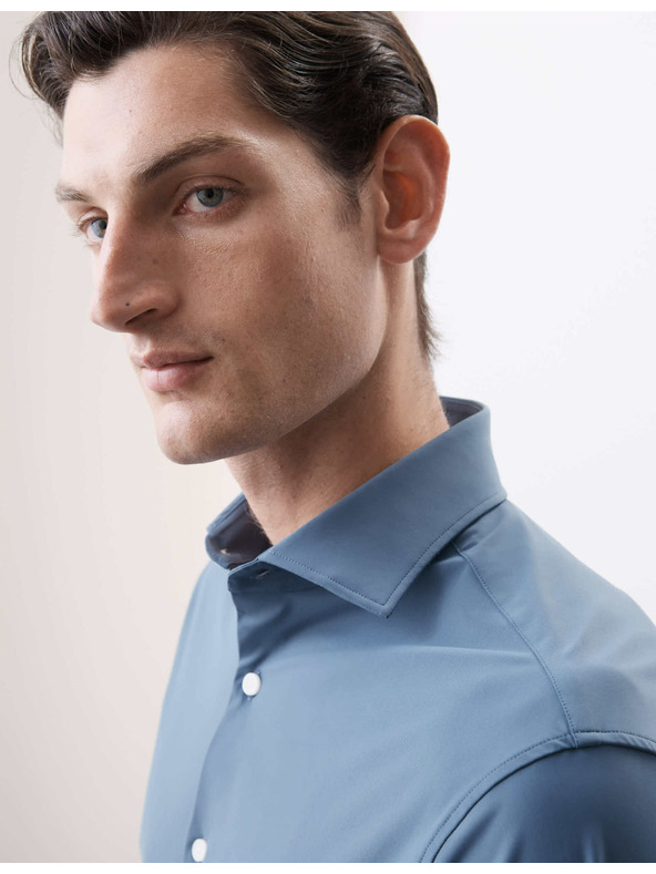 Marks & Spencer Strečová funkčná košeľa priliehavá Marks & Spencer modrá