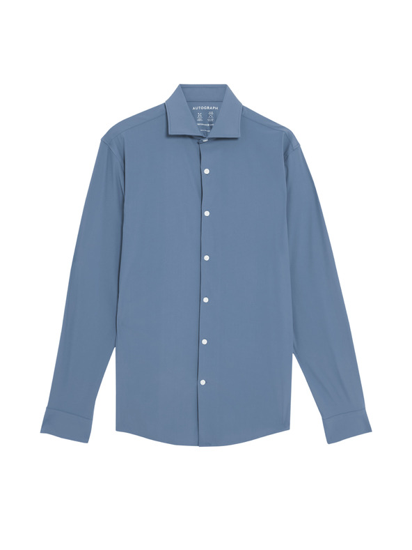 Marks & Spencer Strečová funkčná košeľa priliehavá Marks & Spencer modrá