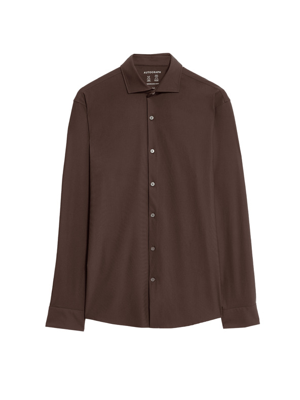 Marks & Spencer Strečová funkčná košeľa projatého strihu Marks & Spencer červená