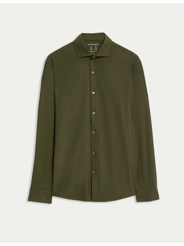 Marks & Spencer Strečová funkčná košeľa projatého strihu Marks & Spencer zelená