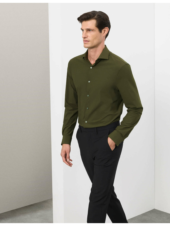 Marks & Spencer Strečová funkčná košeľa projatého strihu Marks & Spencer zelená