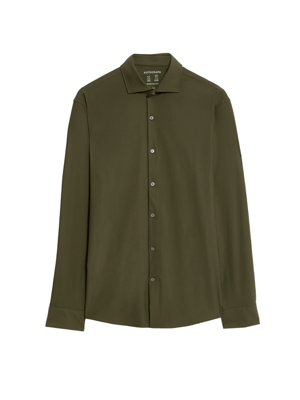 Marks & Spencer Strečová funkčná košeľa projatého strihu Marks & Spencer zelená