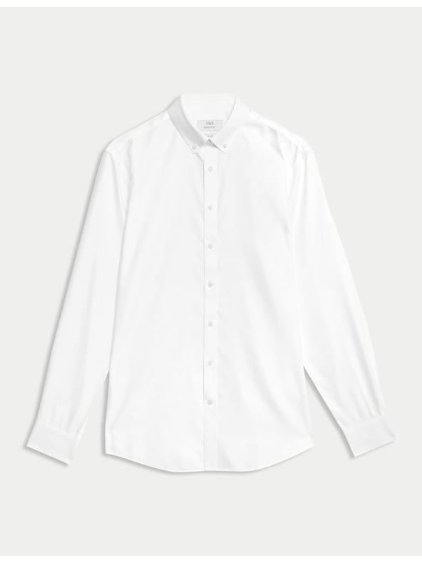 Marks & Spencer Košeľa z čistej bavlny klasického strihu s nežehliaceou úpravou Marks & Spencer biela