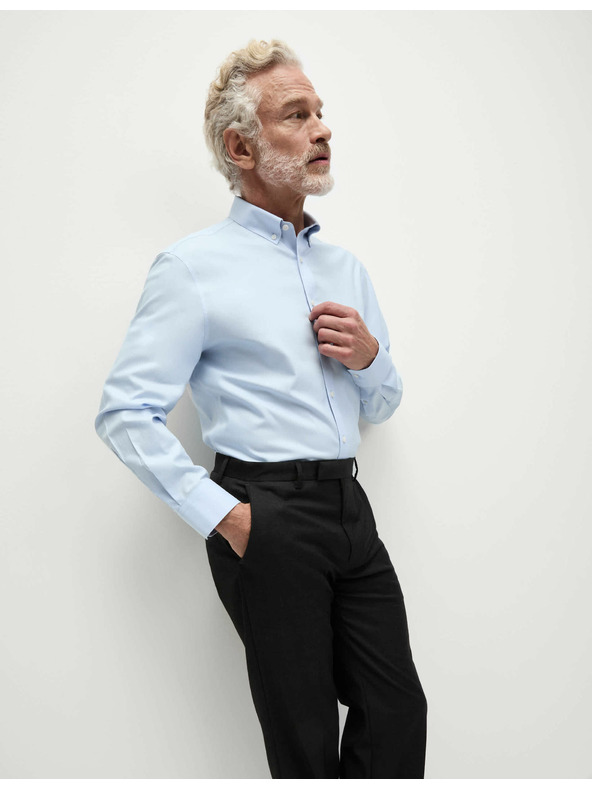 Marks & Spencer Košeľa z čistej bavlny klasického strihu s nežehliaceou úpravou Marks & Spencer modrá