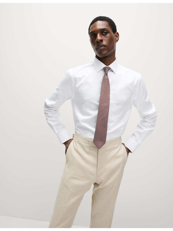 Marks & Spencer Košeľa úzkeho strihu a kravata, ľahké žehlenie Marks & Spencer biela