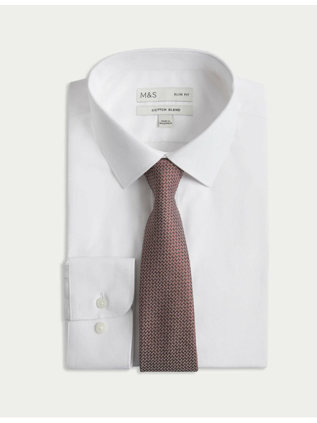 Marks & Spencer Košeľa úzkeho strihu a kravata, ľahké žehlenie Marks & Spencer biela