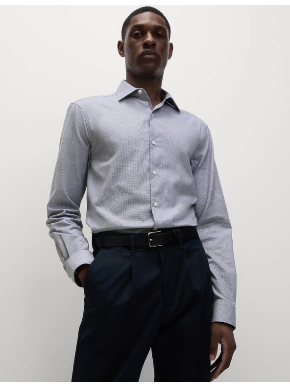 Marks & Spencer Košeľa klasického strihu z čistej bavlny s textúrou, ľahké žehlenie Marks & Spencer modrá