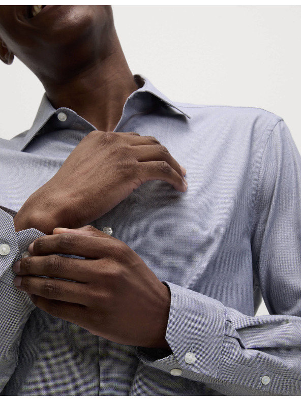 Marks & Spencer Košeľa klasického strihu z čistej bavlny s textúrou, ľahké žehlenie Marks & Spencer modrá