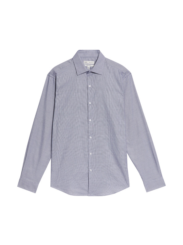 Marks & Spencer Košeľa klasického strihu z čistej bavlny s textúrou, ľahké žehlenie Marks & Spencer modrá