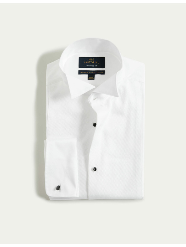 Marks & Spencer Košeľové šaty mierne zúženého strihu z luxusnej bavlny s dvojitou manžetou Marks & Spencer biela