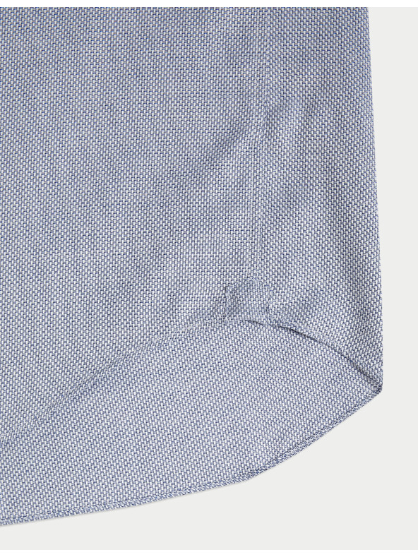 Marks & Spencer Luxusná košeľa úzkeho strihu z čistej bavlny s textúrou Marks & Spencer modrá