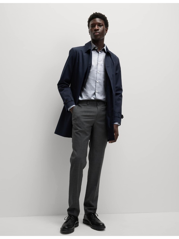 Marks & Spencer Luxusná košeľa úzkeho strihu z čistej bavlny s textúrou Marks & Spencer modrá