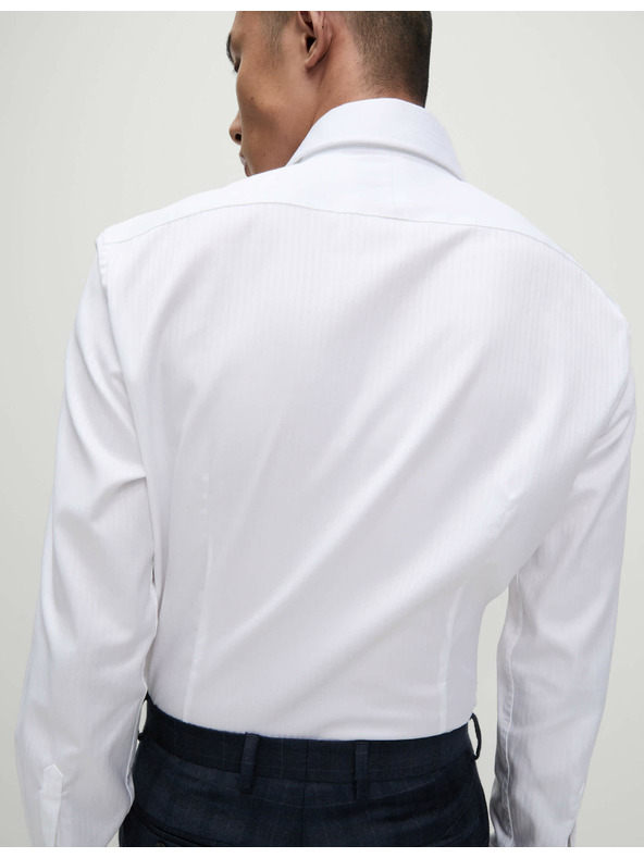 Marks & Spencer Pruhovaná košeľa úzkeho strihu z luxusnej bavlny Marks & Spencer biela