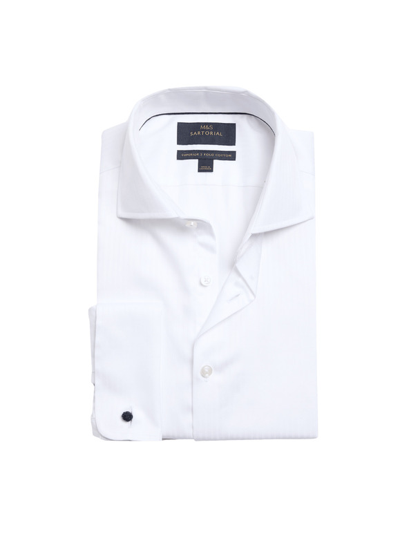 Marks & Spencer Pruhovaná košeľa úzkeho strihu z luxusnej bavlny Marks & Spencer biela