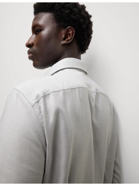 Marks & Spencer Luxusná košeľa úzkeho strihu z čistej bavlny s textúrou Marks & Spencer sivá