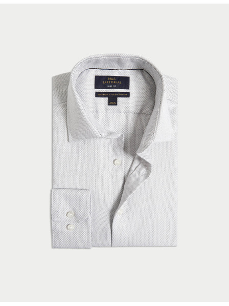 Marks & Spencer Luxusná košeľa úzkeho strihu z čistej bavlny s textúrou Marks & Spencer sivá