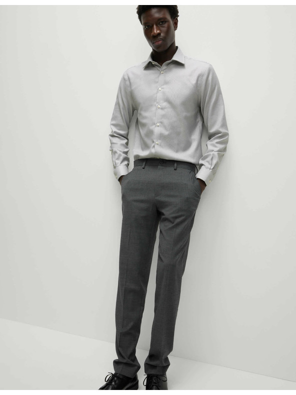 Marks & Spencer Luxusná košeľa úzkeho strihu z čistej bavlny s textúrou Marks & Spencer sivá