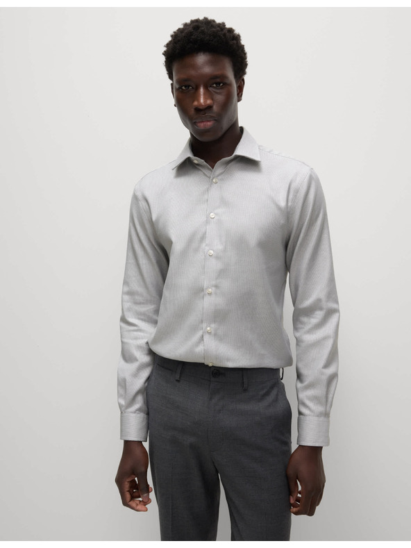 Marks & Spencer Luxusná košeľa úzkeho strihu z čistej bavlny s textúrou Marks & Spencer sivá