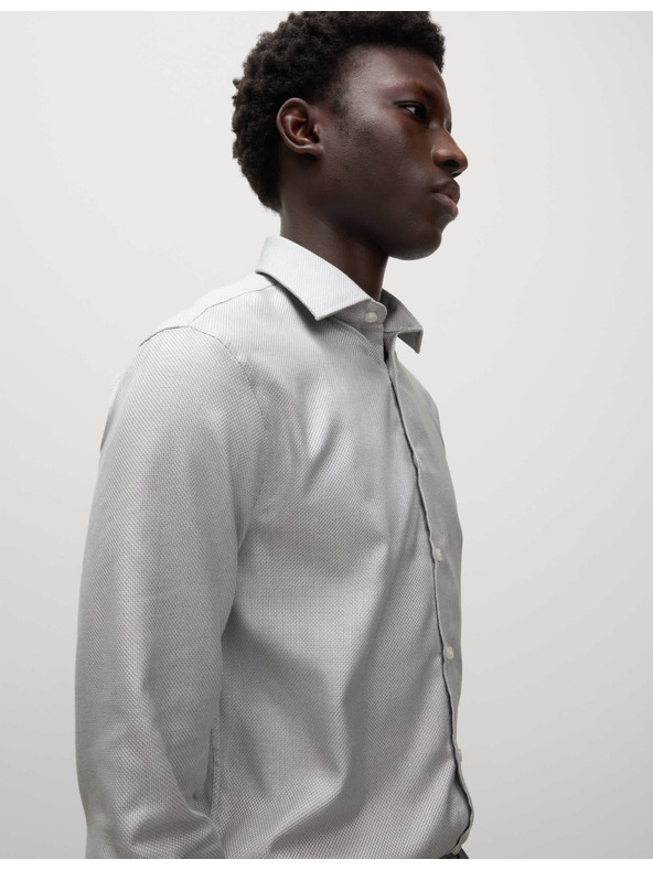 Marks & Spencer Luxusná košeľa úzkeho strihu z čistej bavlny s textúrou Marks & Spencer sivá