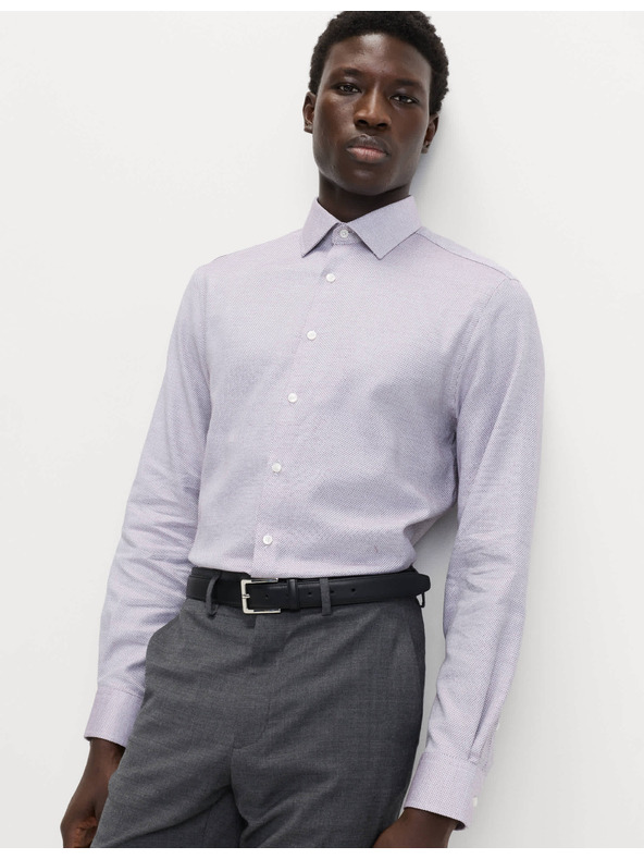 Marks & Spencer Luxusná košeľa normálneho strihu z čistej bavlny s textúrou Marks & Spencer červená