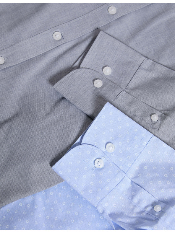 Marks & Spencer Košeľa úzkeho strihu zo zmesi bavlny, ľahké žehlenie, 2 ks v balení Marks & Spencer modrá