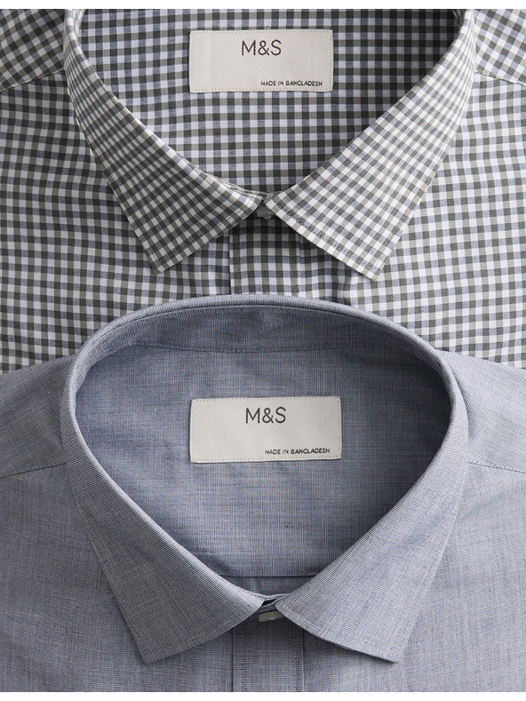Marks & Spencer Kockované košele normálneho strihu pre ľahké žehlenie, 2 ks Marks & Spencer zelená