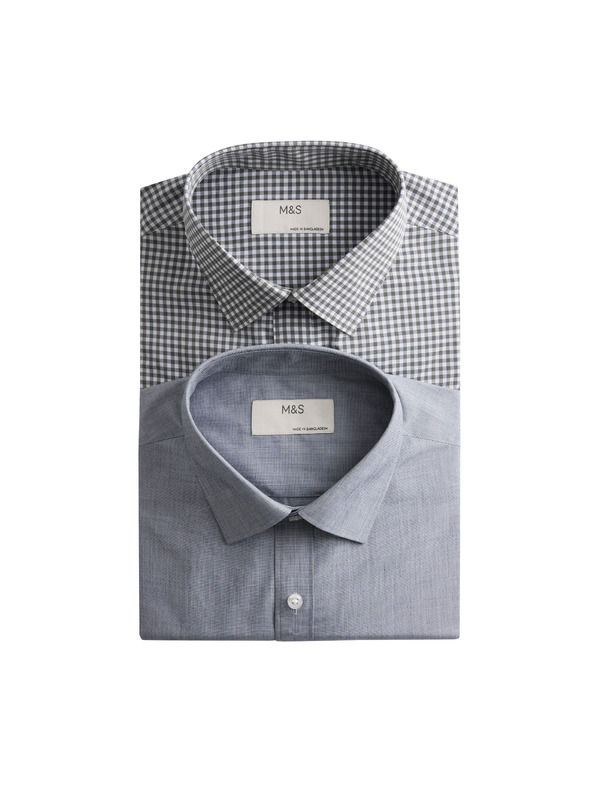 Marks & Spencer Kockované košele normálneho strihu pre ľahké žehlenie, 2 ks Marks & Spencer zelená