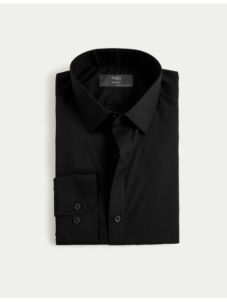 Marks & Spencer Košeľa úzkeho strihu, ľahké žehlenie Marks & Spencer čierna