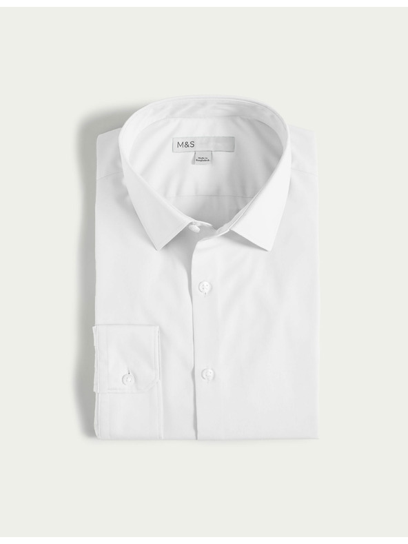 Marks & Spencer Košeľa úzkeho strihu zo zmesi bavlny s nežehliacou úpravou Marks & Spencer biela