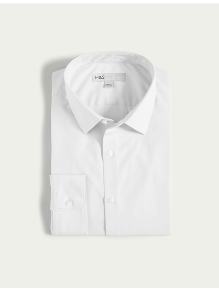 Marks & Spencer Košeľa úzkeho strihu zo zmesi bavlny s nežehliacou úpravou Marks & Spencer biela