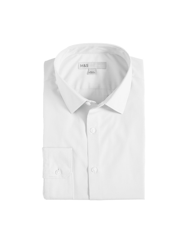 Marks & Spencer Košeľa úzkeho strihu zo zmesi bavlny s nežehliacou úpravou Marks & Spencer biela